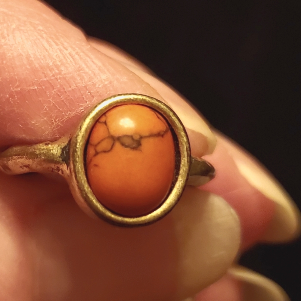Coral and gold ring